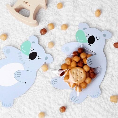 50pcs Animal Bear Rabbit Baking Candy Packaging Bag Gift for Kids Baby Shower Communion Decoration Wrapping Gift Bags Supplies