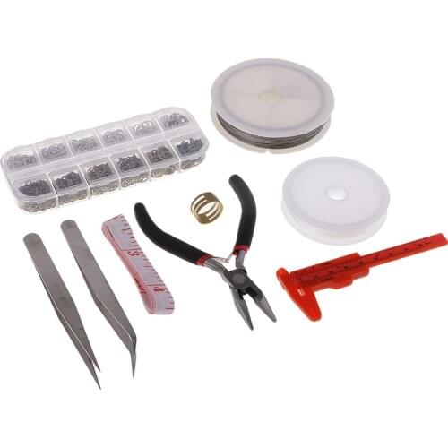 8 Pieces Jewelry Making Supplies Repair Tools Kit Jewelry Pliers Beading Wire Open Jump Rings & Lobster Clasps Accessories Box