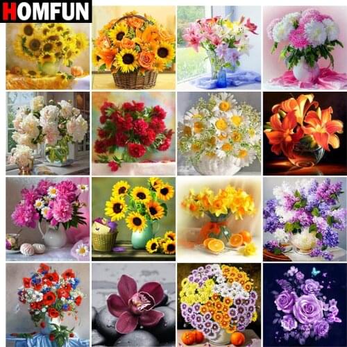 HOMFUN Diamond Painting Cross Stitch "Flower landscape" 5D DIY Diamond Embroidery Full Square/round Rhinestone Of Picture