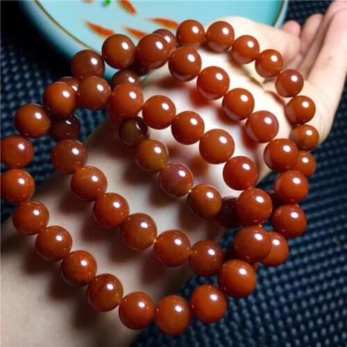 Natural Red Rabbit Hair Rutilated Quartz Crystal Beads Bracelet 10mm AAA