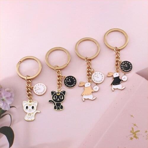 Cute Little Cat Keychains Keyring Creative Rabbit Men Women Bag Car Pendant Charm Personalized Key Chains Accessories Gifts