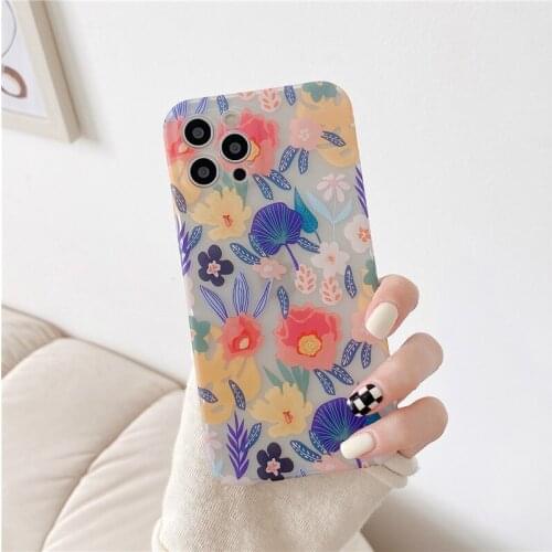 Retro sweet flowers leaf plant world art Phone Case For iPhone 11 12 Pro Max Xs Max XR Xs 7 8 Plus X 7Plus case Cute Soft Cover