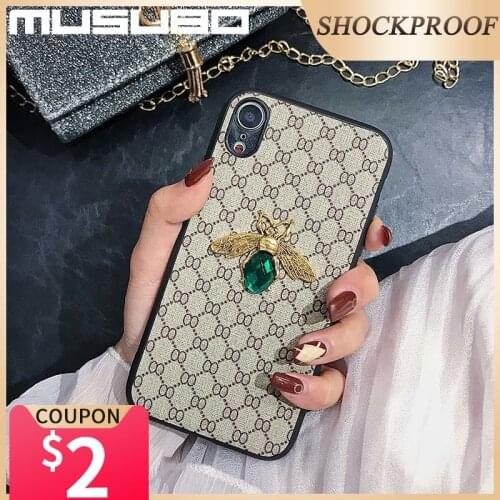 Musubo Gemstone Bee Case For iPhone 11 Pro Max Xs XR 8 Plus 7 SE 2020 6 Plus 6s X Fundas Back Cover Coque Luxury Shockproof Capa