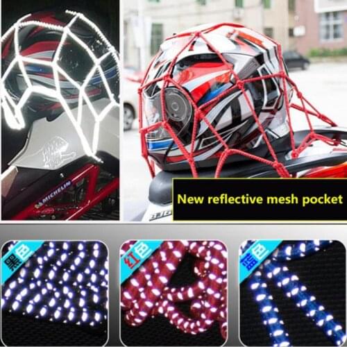 Elastic Motorcycle Luggage Net Reflective Heavy-Duty Helmet Holder 6 Adjustable Hooks Bungee Motorcycle Bike scooter luggage net