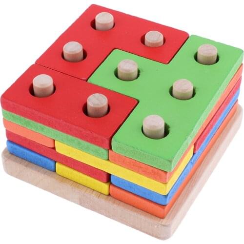 Shape Sorting Geometric Block Toy Stacking Game Gift for Toddler Children 01