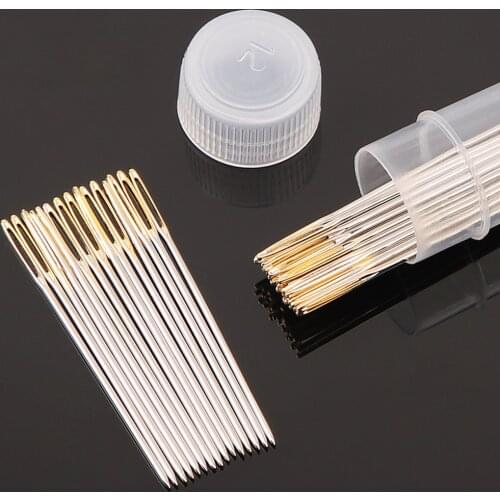 30Pcs Art Embroidery Hand Alloy Sewing Needles Blunt Needles Kits Needle with Threader Cross Stitch Needlework Sewing Tools