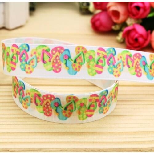 7/8'' Free shipping summer slipper printed grosgrain ribbon hair bow headwear party decoration wholesale OEM 22mm H4966