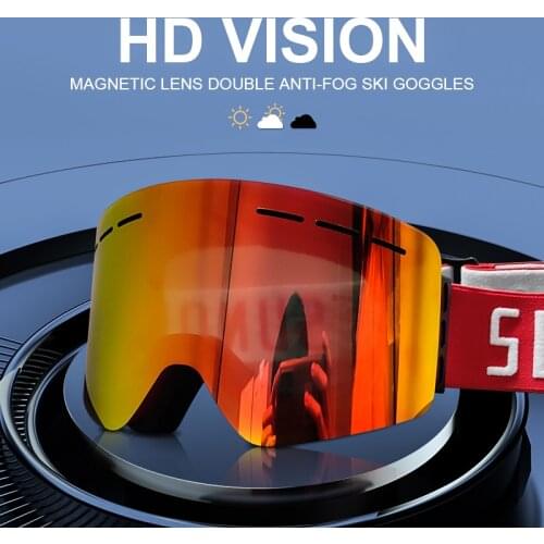 Magnetic Snowboard Goggles Professional Winter Ski Goggles Double Layers Lens Anti-fog UV400 Skiing Snow Lenses For Men Women