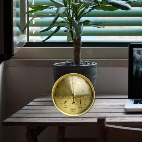 Metal 3 in 1 Barometer Weather Station for Indoor and Outdoor Use Barometer Thermometer Hygrometer with Round Frame