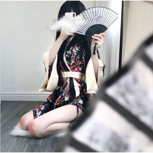 Cute Kawaii Anime Maid Cosplay Costumes Japanese Kimono Uniform Sexy Lingerie Nightgown Woman Bathrobe Geisha Clothing