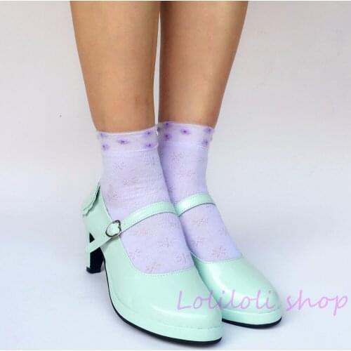 Princess sweet lolita shoes Japanese design customized special shaped shoes mint colour matte tie high heel an5112