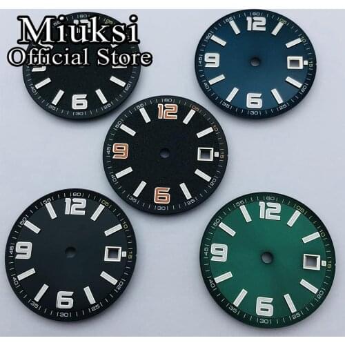 Miuksi 31.5mm black bule green sterile dial luminous fit ETA2836 2824 Mingzhu DG2813 3804 Miyota 8215 821A Seagull 1612 movement