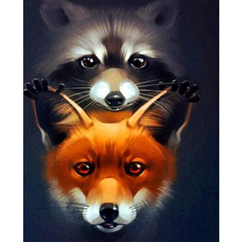 Double shadow cute fox Animal DIY Digital Painting By Numbers Modern Wall Art Canvas Painting Unique Gift Home Decor 40x50cm
