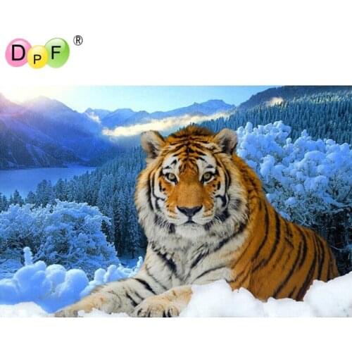 NEW 3D Diamond painting Cross Stitch snow tiger kits square Full Diamond Embroidery Mosaic pattern crafts animal home Decor