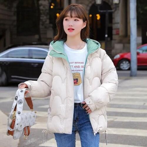 New Short Winter Jacket Casual Women Parkas 2021 Thick Warm Hooded Down Cotton padded Jacket Female Solid Coats Loose Outwear