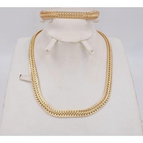 NEW High Quality Ltaly 750 Gold color Jewelry Set For Women african beads fashion necklace set earring jewelry