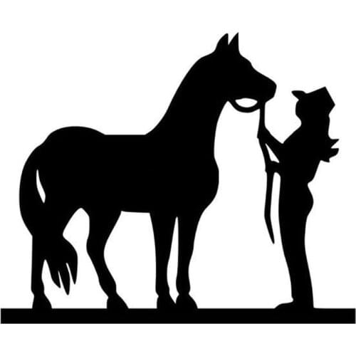 Personality Lifelike Car Stickers Fun and Stylish COWGIRL AND HORSE Car Decoration Accessories Stickers Waterproof Black/white