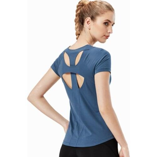 Sexy Backless Yoga shirts For Women short sleeve Sport Fitness T Shirt Workout Yoga Shirts Quick Dry Athletic Running Vest Lady