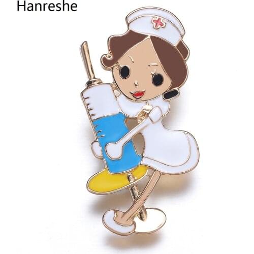 2020 New Nurse Syringe Enamel Brooch Pin Fashion Cute Cartoon Lapel Pins For Doctors Medical Staff Jewelry Accessories Gifts