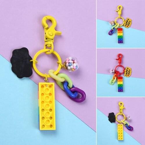 Cute Key Chain Rainbow Blocks Keyring Car Handbag Purse Keychain Creative Gifts