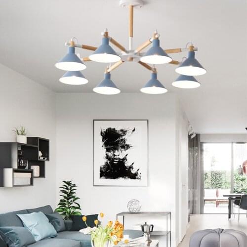 Modern nordic post-modern living room log creative trumpet chandelier E27 220V bedroom study hotel porch restaurant lamp