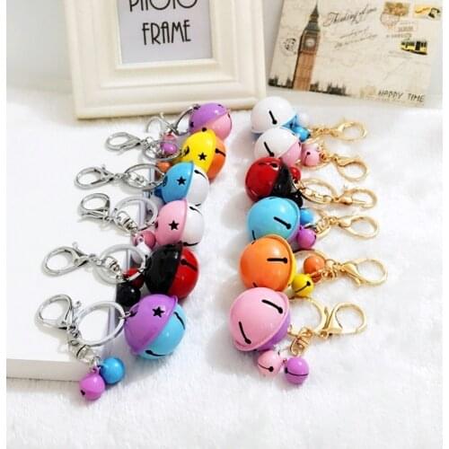 Korean creative metal candy color bell key chain female hand made DIY mobile phone case accessories lovers bag Pendant