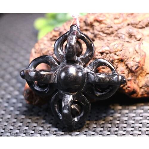 Treasure Magic LKbrother Energy Tibetan Onyx 4 Wands Faqi Vajra Heaven Eye Pendant 2 Side Carving Amulet