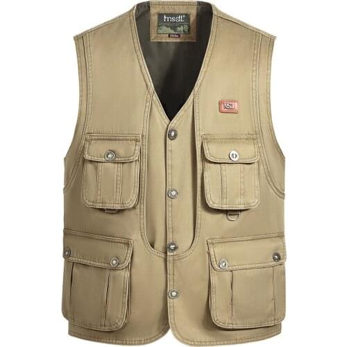 New spring and autumn models mens multi-pocket vest men outdoor fishing photography canvas waistcoat plus size S-4XL