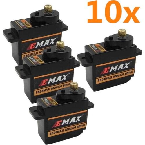 10PCS EMAX Servo motor 2kg Turque ES08MA II With Metal Gear JR Servo for RC Airplane Helicopter