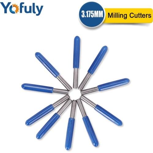 10pcs Carbide PCB Engraving Bits 3.175mm CNC Router Bit 10/15/20/30 Degree Milling Cutter Tools Engraving Tool mill