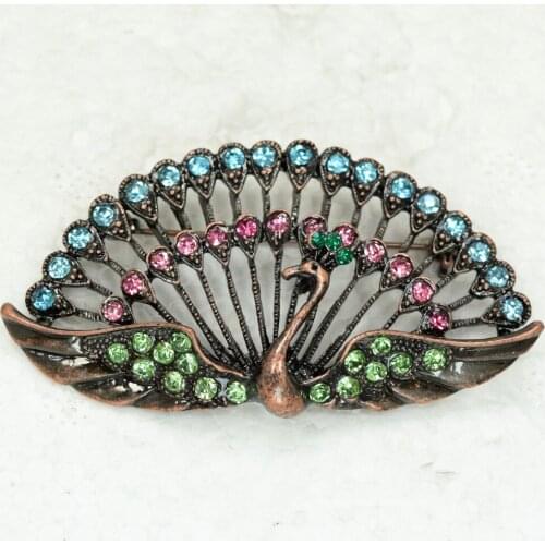12pcs/lot Wholesale Fashion Brooch Rhinestone Peacock Pin brooches Jewelry Gift C101742