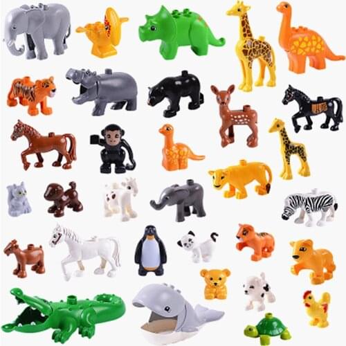 16 Style Original Classic Animal Zoo Big Building Blocks Kids Toys DIY Set Brick Compatible Duplo Christmas Gift Crocodile Hippo