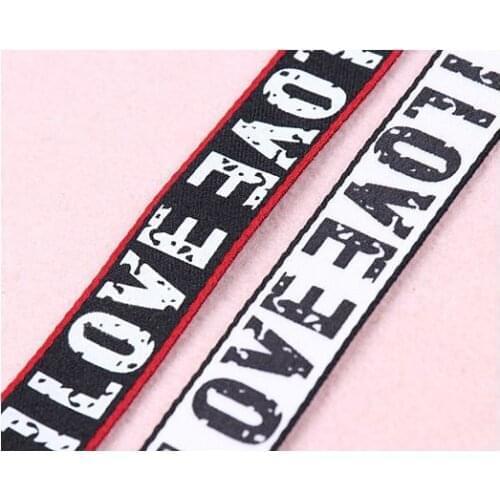 20mm White Black Red Printed Letter Ribbon DIY Stripe Bias Tape Grosgrain Ribbon strap sewing supplies bag pet dog accessories