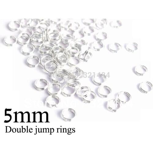 2500piece/lot metal silver plated split double jump rings 5mm jumprings link connector jewelry making findings supplies