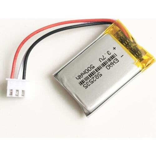 3.7V 500mAh Lithium Polymer LiPo Rechargeable Battery with JST XHR 2.54mm 3pin connector 582535 For Mp3 GPS bluetooth Camera