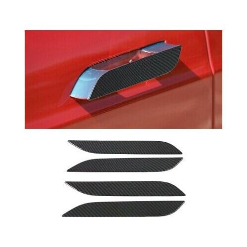 Carbon Fiber Look Side Door Handle Stripe Cover 4pcs For Tesla Model S 2015-2020