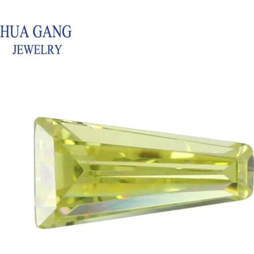 50PCS Olive CZ Stone Ladder Shape Brilliant Cut Synthetic Gems Yellow Cubic Zirconia For Jewelry Size 2x1.25x1~8x4x2mm