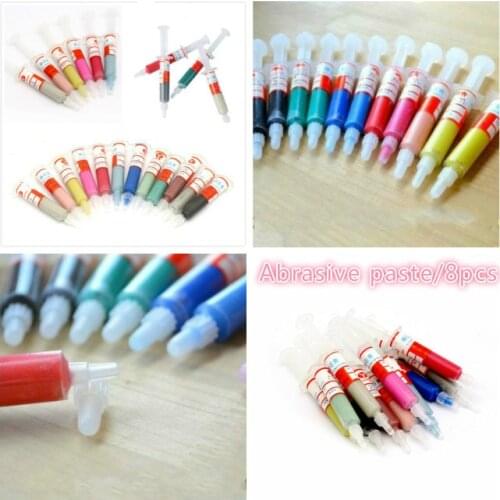 8PCS Diamond Polished Composite Glass Metal Grinding Paste Syringe Syringe Set W0.5-10 microns