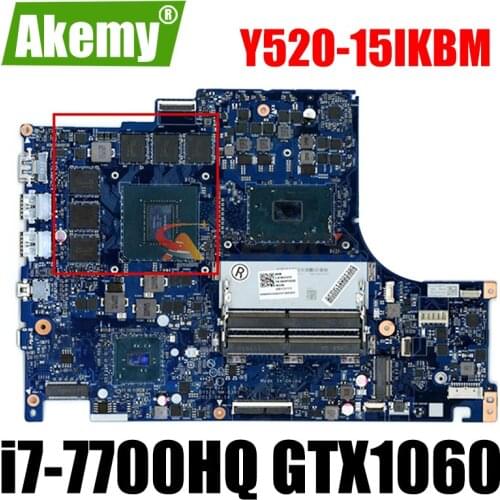 Akemy For Lenovo Y520-15IKBM Laptop Motherboard DY520 NM-B391 Motherboard CPU i7-7700HQ GPU GTX1060 Tested 100% Work
