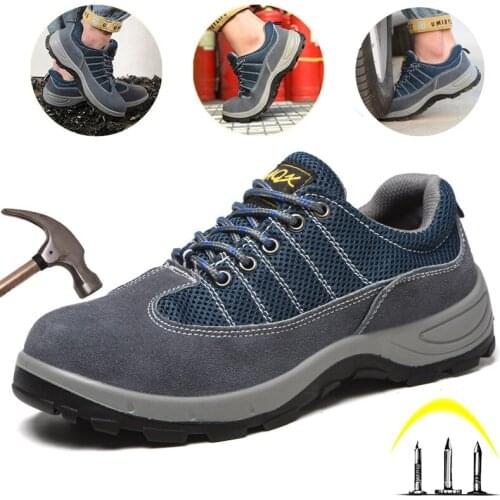 Anti-Static Mens Work Shoes Steel Toe Safety Boots Men Anti-Smashing Puncture Proof Industrial Construction Shoes Casual Sneaker