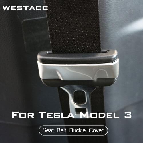 Car Safety Belt Buckle Cover Protective Decoration Sticker Trim for Tesla Model 3 Model3 2016 - 2021 Interior Accessories