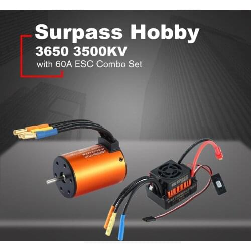 SURPASS HOBBY 3650 4300/3500/3900KV Brushless Sensorless Motor With 60A ESC Combo Set For 1/10 RC Car Truck Part Accessories