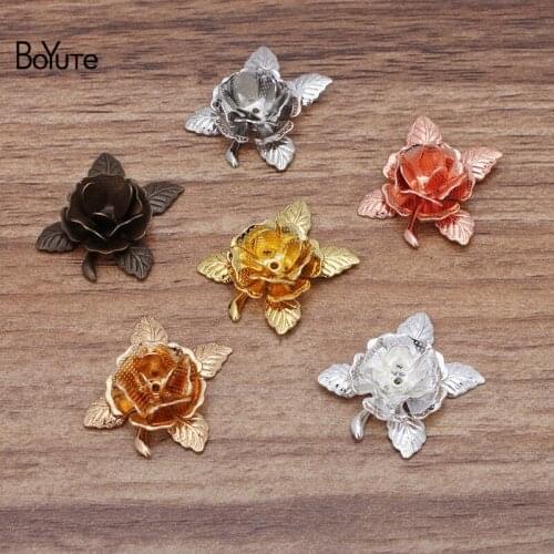 BoYuTe (50 Pieces/Lot) 20MM Metal Brass Rose Flower Materials Handmade DIY Jewelry Accessories Wholesale