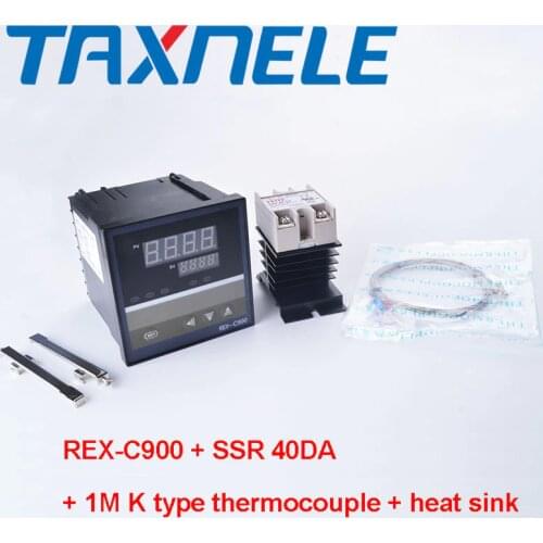 Digital PID Temperature Controller REX-C900 REX C900 thermostat ssr output + 40DA SSR Relay+ K Thermocouple 1m Probe RKC