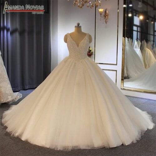 Full pearls wedding dress customer order bridal dress