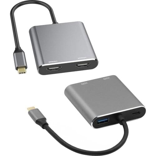 Type C to Dual 4k HDMI-Compatible USB 3.0 PD Converter 4 ports USB C Dock Station Hub Adapter Cable For Phone Macbook Laptop TV