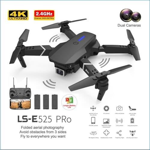 E525 PRO Mini Drone 4K HD Double Dual Camera WiFi Fpv Foldable Quadcopter RC Helicopter Child Dron Gift VS E58 E68 E88 E99