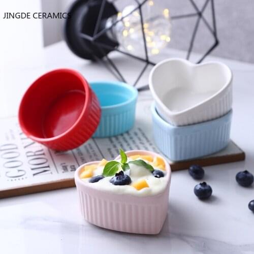 2pcs Creativity Heart-shaped Ceramic Heat Resistant Patch Bowl Baking Mold Cake Tools Kitchen Microwave Oven Dedicated Supplies