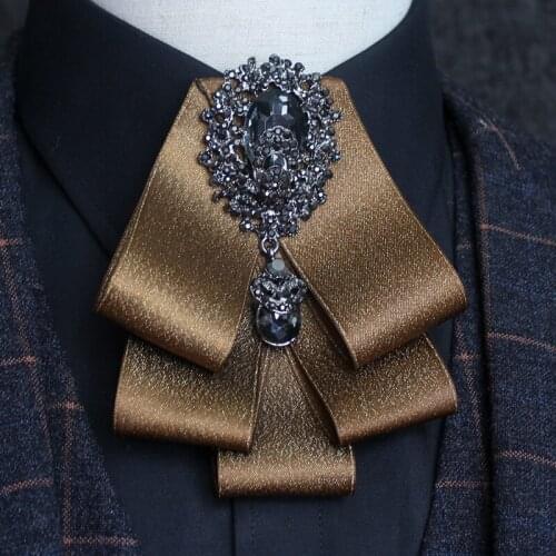 2020 Men Women Necktie Wedding Business Banquet Gift Collar Neck Shirt Bow Tie Gravata Vintage Alloy Crystal Rhinestone Bowtie