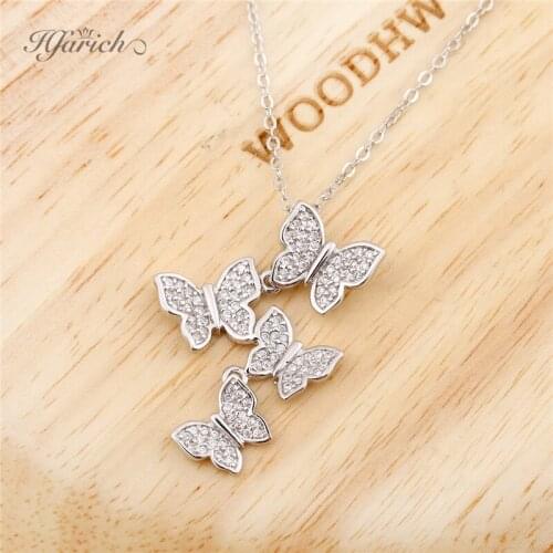 Hfarich Fashion Zircon Crystal Butterfly Pendants Chain Necklaces for Women CZ Wedding Statement Choker Necklace Gifts